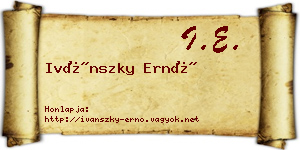 Ivánszky Ernő névjegykártya